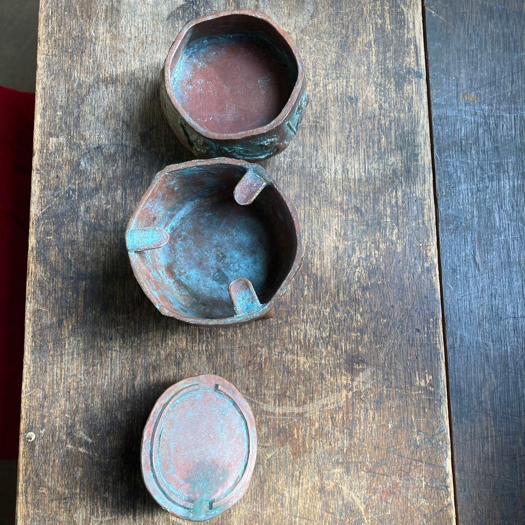 峯孝 造 「民族のお祭りのようなレリーフ」 灰皿？ 香炉？ ブロンズ 作家物