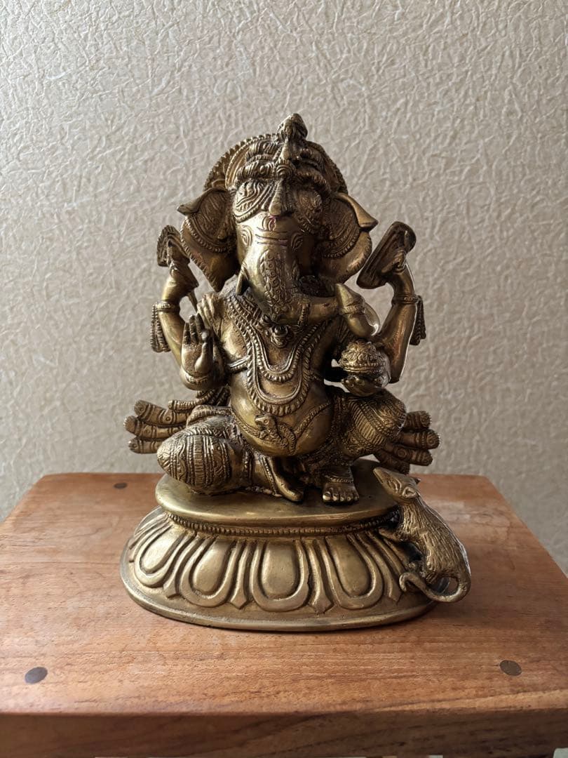 真鍮製 ガネーシャ像 約21㎝