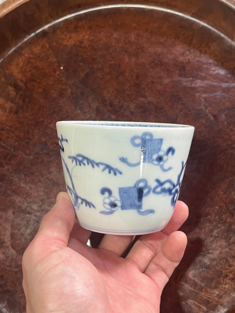 希少　古伊万里　蕎麦猪口　散らし　大振り　松竹梅　柿右衛門　珍品　モダン　民藝