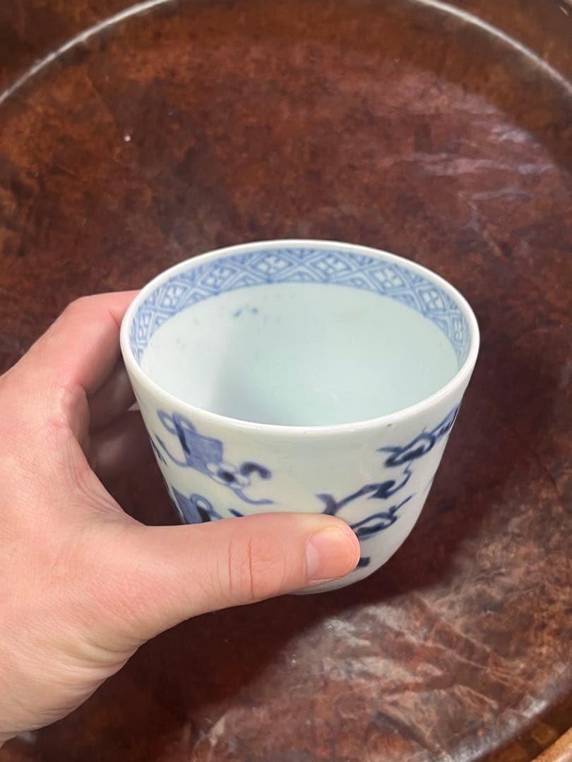 希少　古伊万里　蕎麦猪口　散らし　大振り　松竹梅　柿右衛門　珍品　モダン　民藝