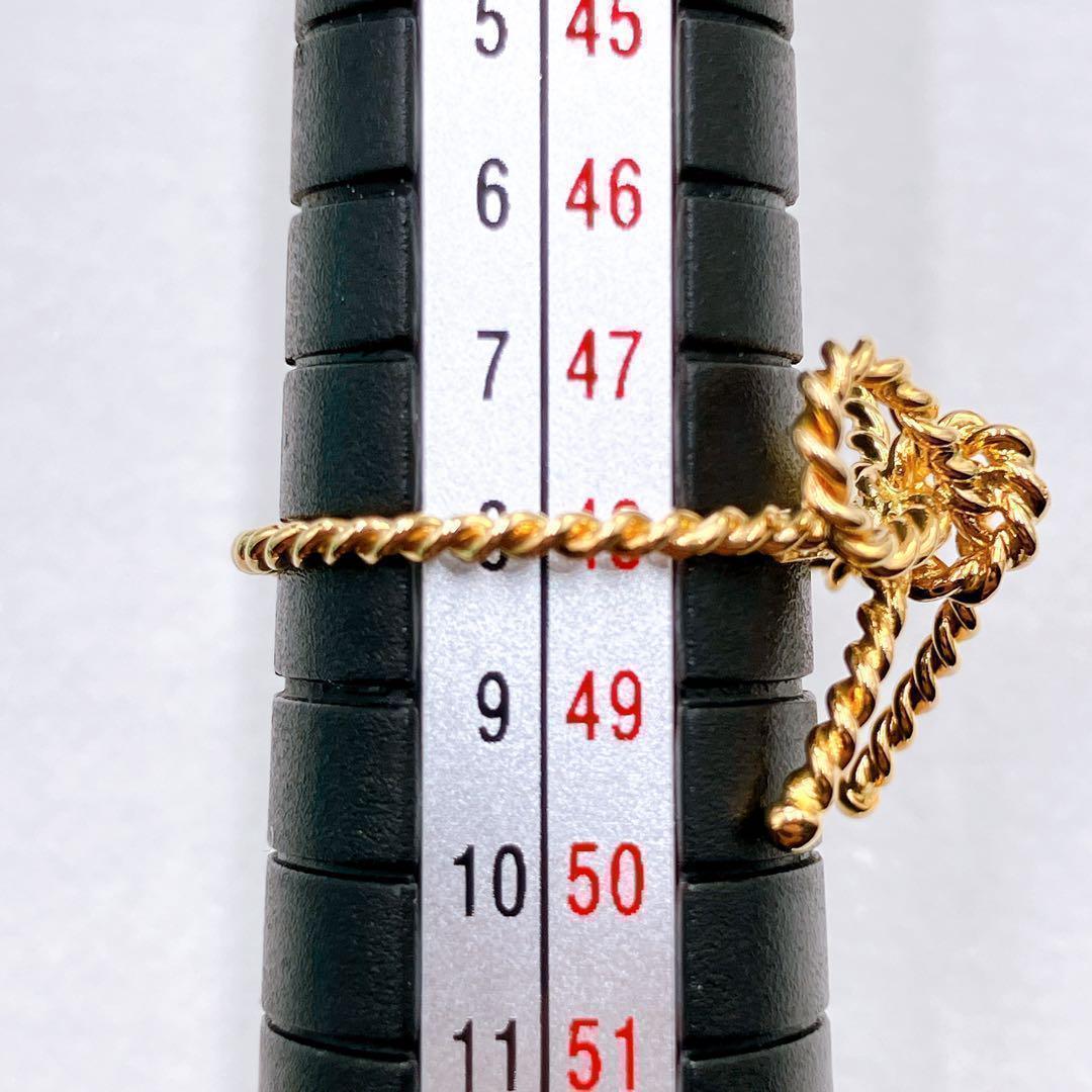 未使用に近い オールドティファニー リボン ツイスト リング 8号 k18