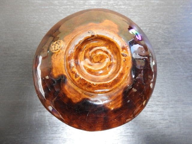 飴釉茶碗　大樋長楽　共箱　MA１４２