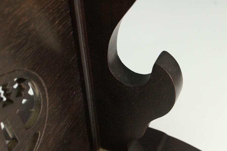 武具甲冑 刀掛 鍔紋透かし 木彫刻 時代物(K-YC460)