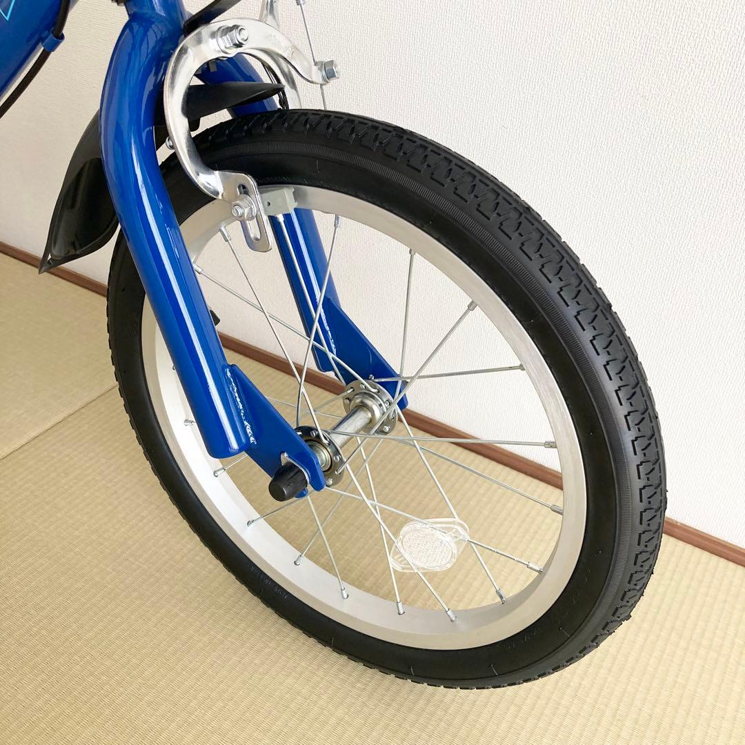 16インチ 子供用自転車 青 カゴ、両側補助輪付き ほぼ未使用 送料込み