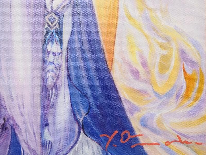 【値下げ】 人物画　油絵　天野喜孝　F6号　額付き　手描き　肉筆