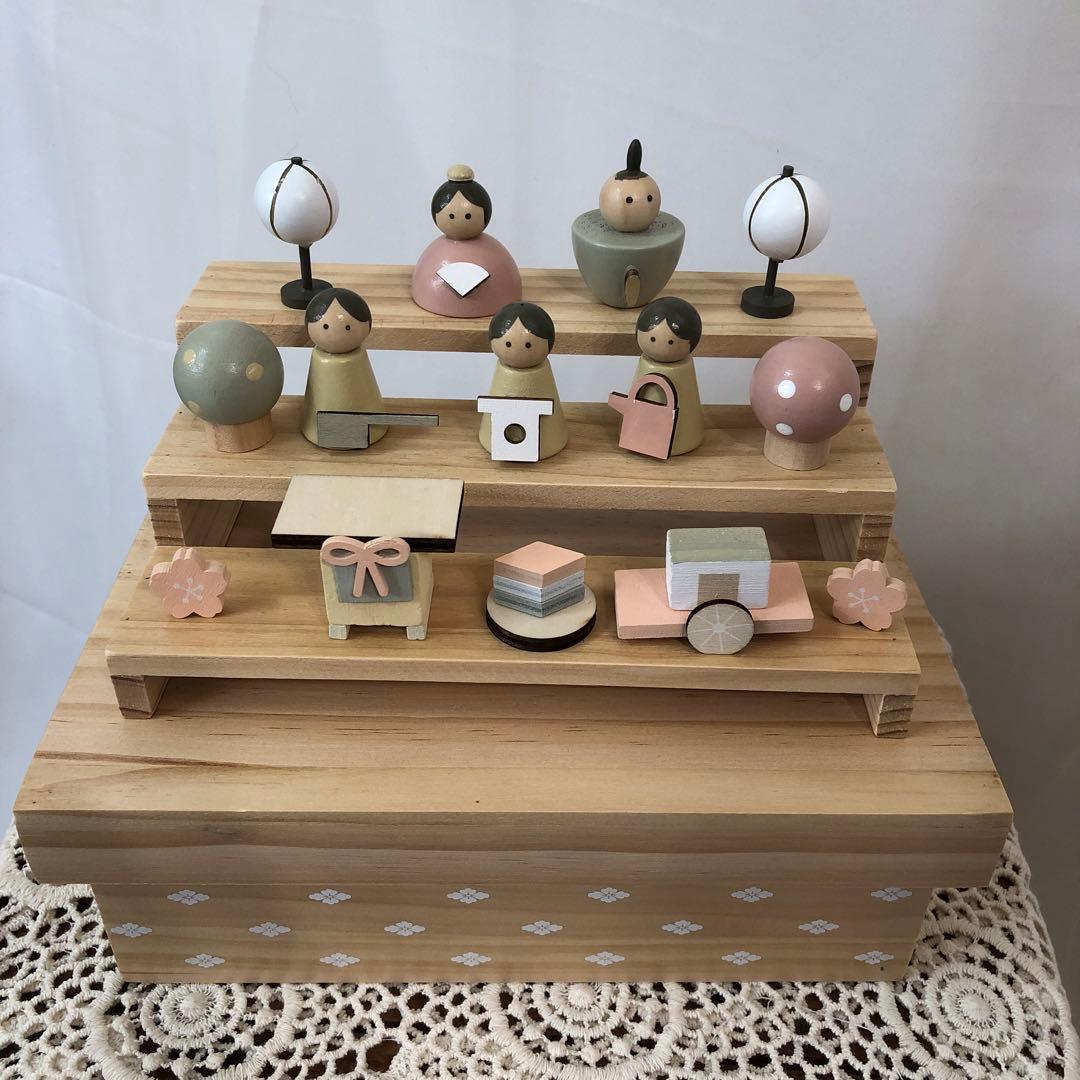 木製ひな祭り飾り 3段セット