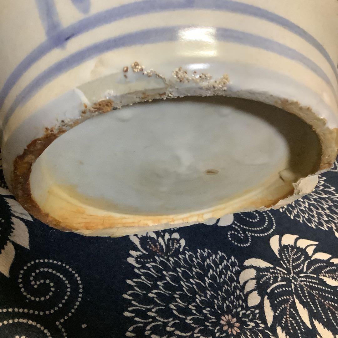 李朝　朝鮮　壺　大壺　花器　花瓶　松笹紋　砂高台　古伊万里・粉引・茶道好きにも