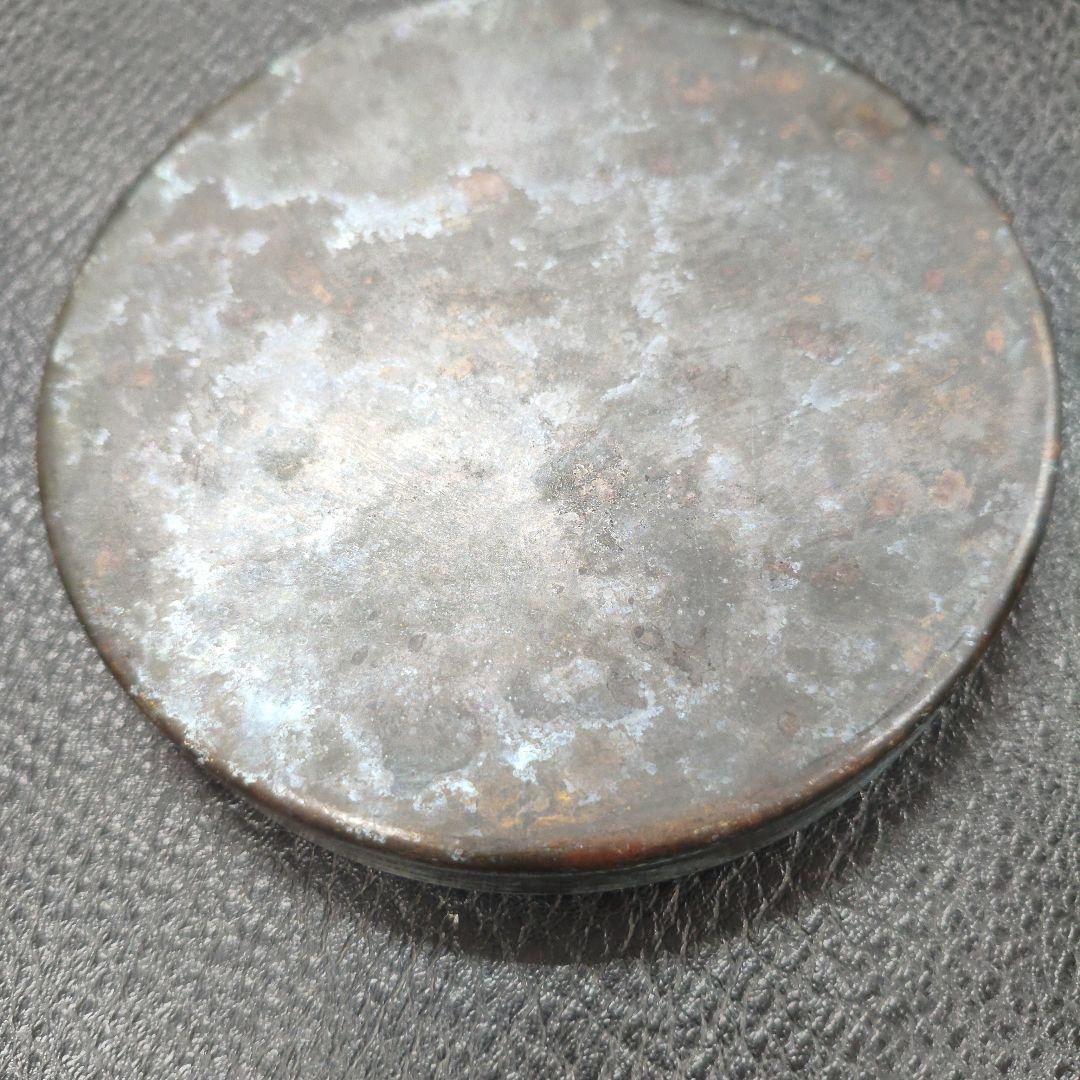 【希少・名品】中国古玩 銅製墨盒「林三益」径8cm／褚遂良『雁塔聖教序』文房具