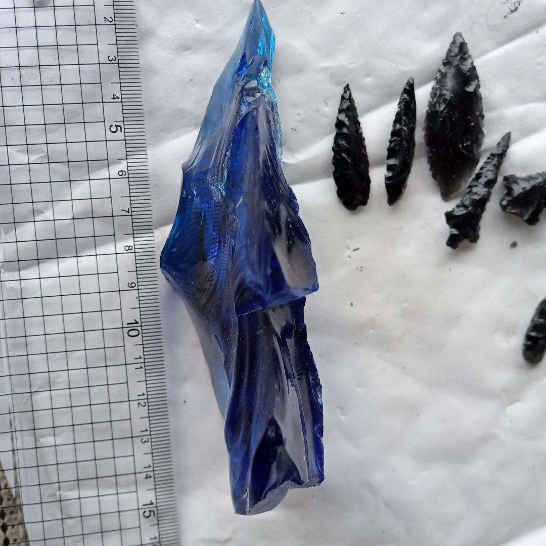 オブシディアン-ブルー　原石　黒曜石　碧色　石器 材料