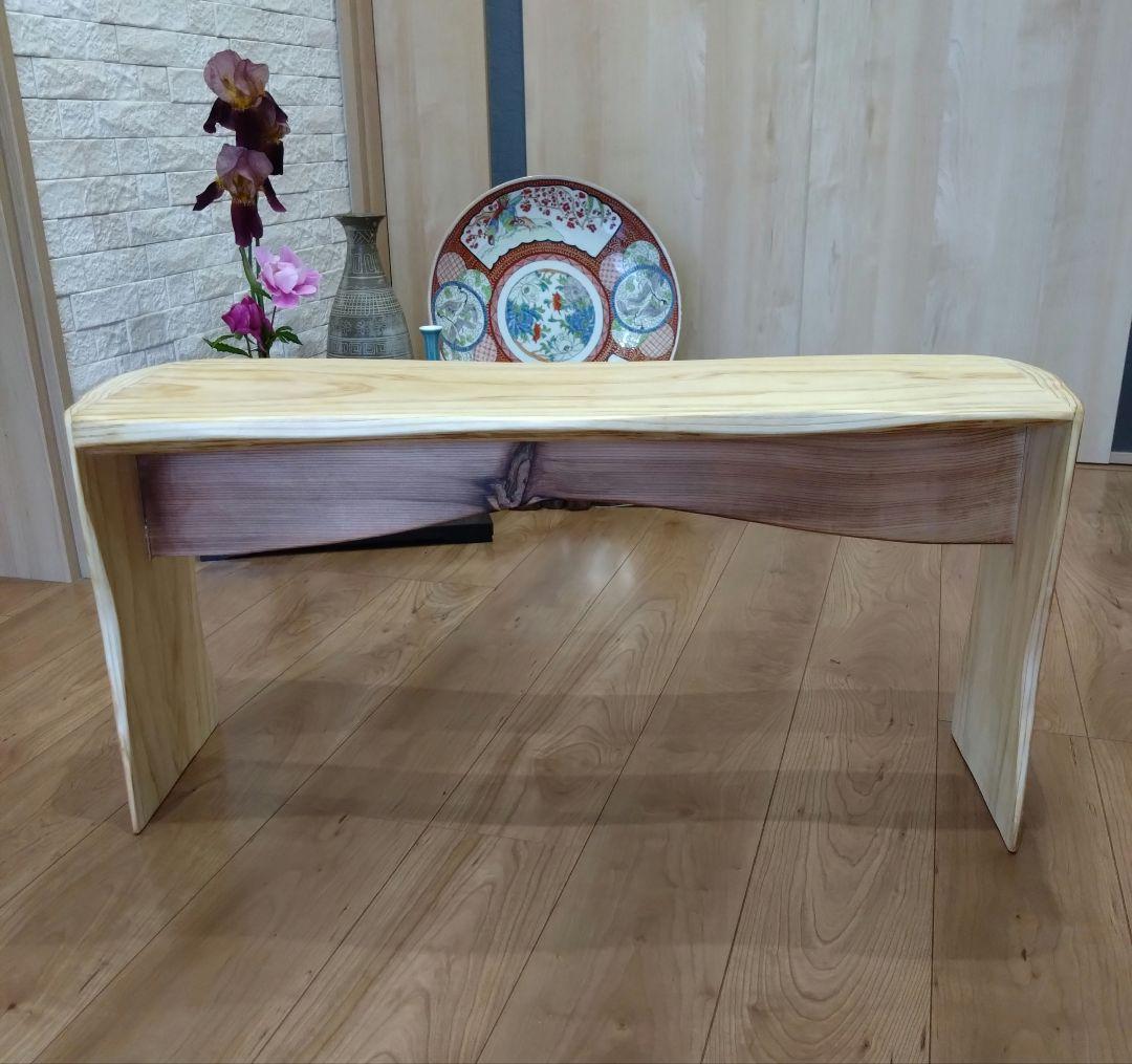 杉のベンチ65　Rin❕座面は杉の模様が綺麗、脚は丸太風