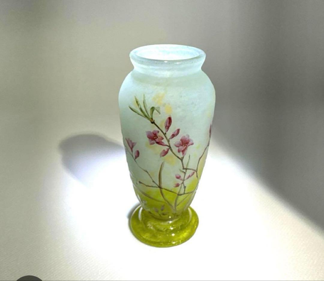 ★アンティークドーム 【 Daum 】★沈丁花文★花瓶★10.1 ㎝
