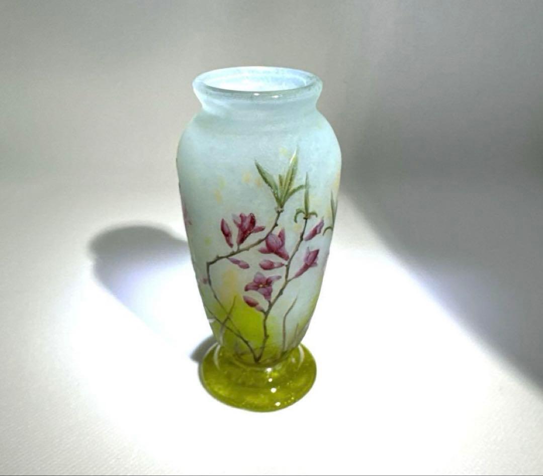 ★アンティークドーム 【 Daum 】★沈丁花文★花瓶★10.1 ㎝