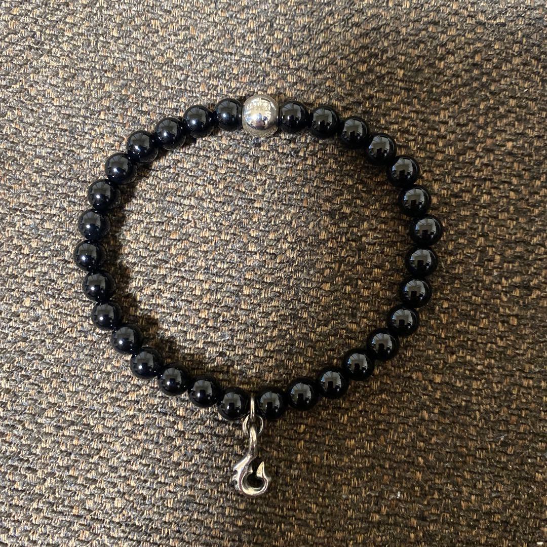 BWL オニキスビーズ フィッシュフックチャーム ブレスレット　サイズM