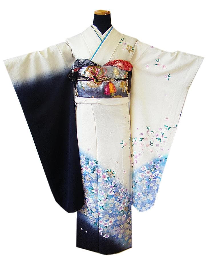 値下げ交渉ＯＫ！極上ちりめん地 白地 振袖 セット 正絹 Ｂ４３６