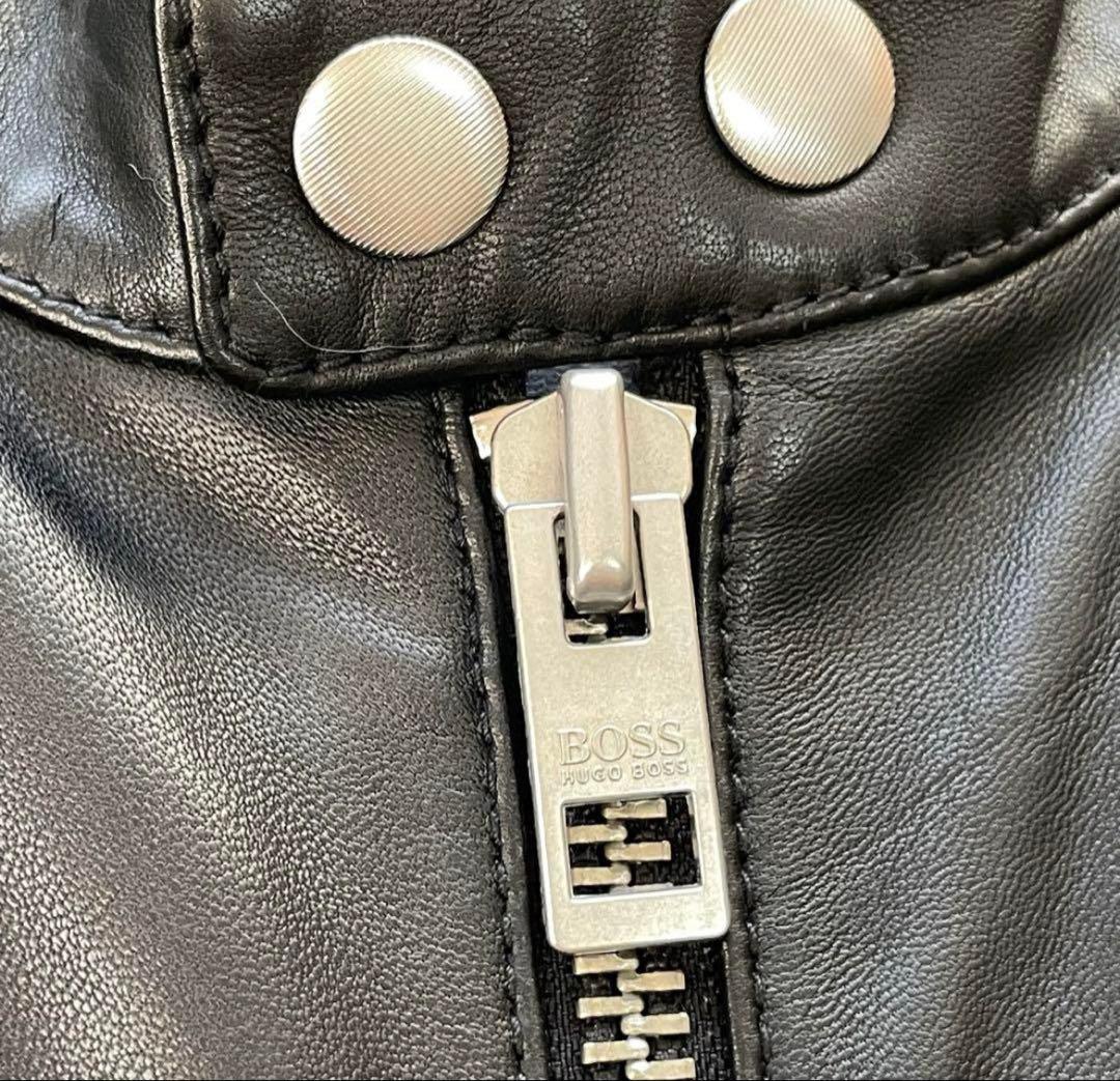 HUGO BOSS　レザー　ライダースジャケット　黒　52