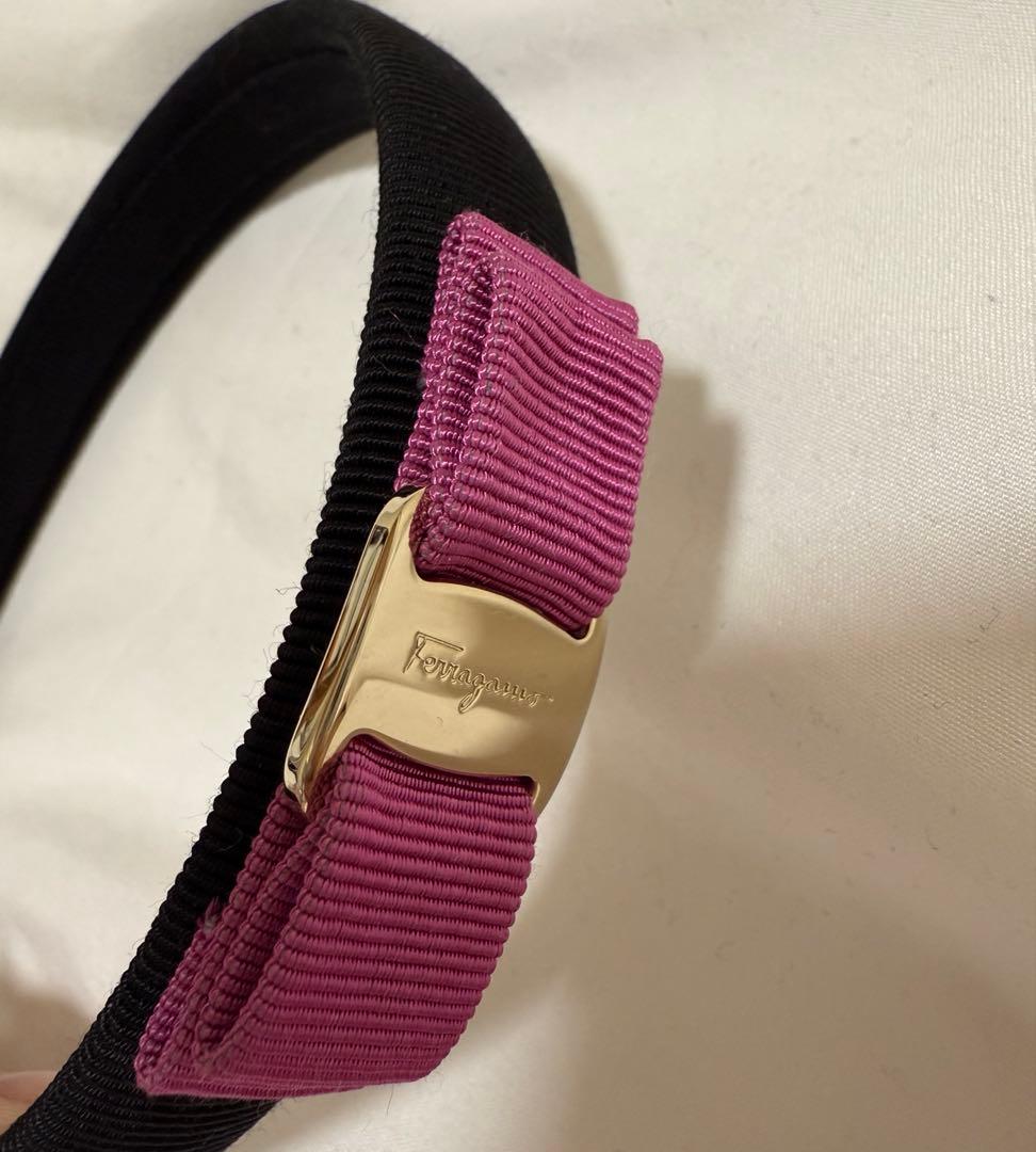 Ferragamo フェラガモ　カチューシャ　ピンク　ブラック　バイカラー
