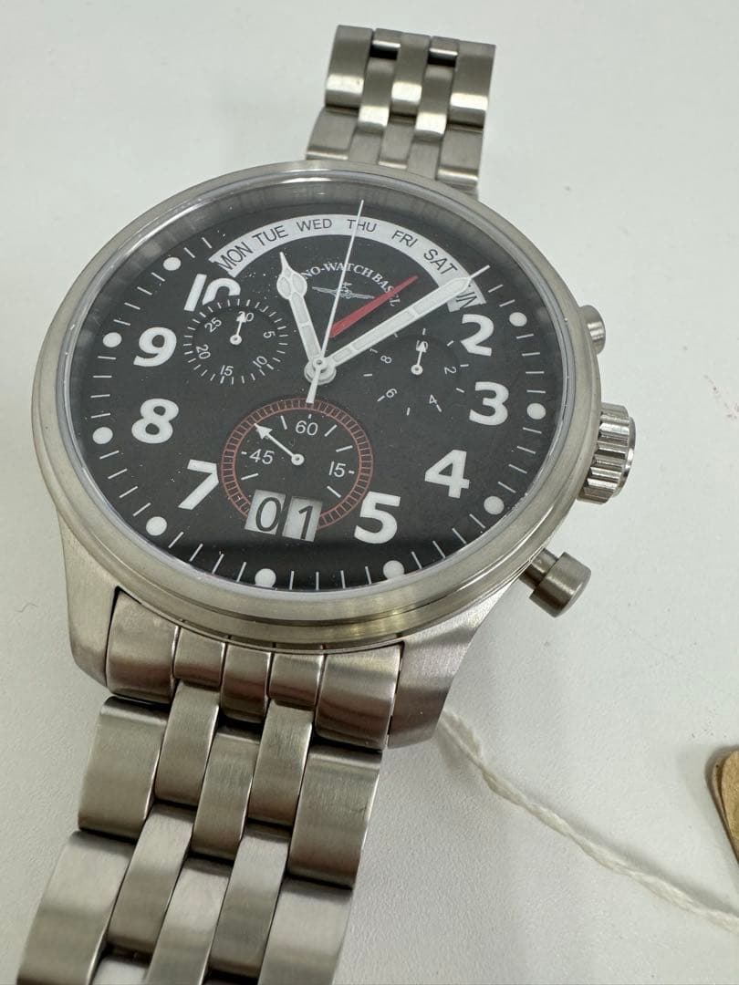 ロ*ム様 Zeno watch basel クロノグラフ腕時計 ステンレススチー