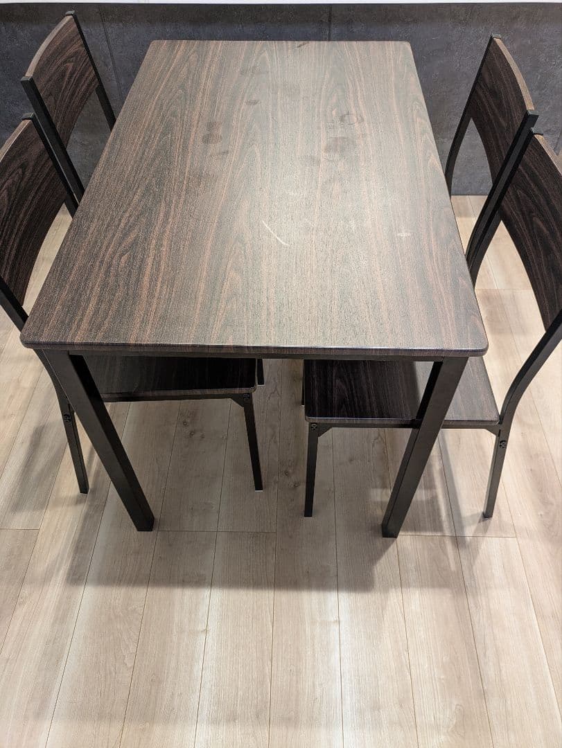 【引取限定】ダイニングテーブルチェア4脚セット　ダークブラウン
