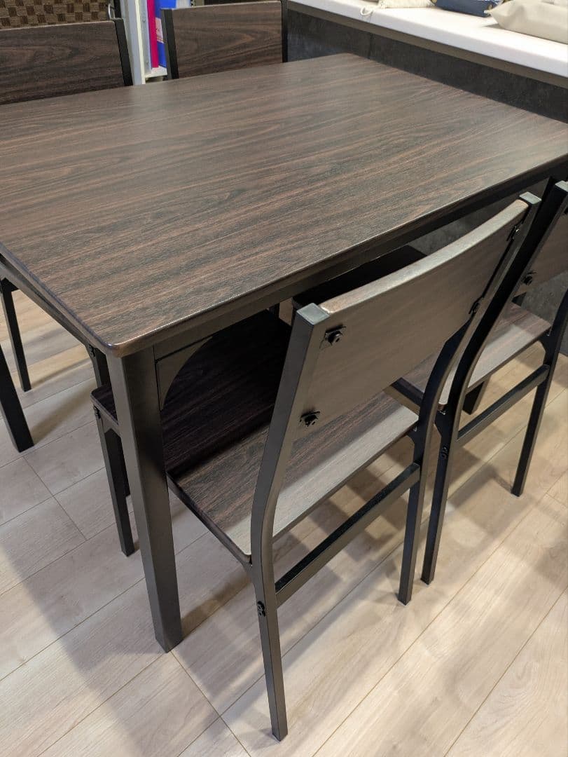 【引取限定】ダイニングテーブルチェア4脚セット　ダークブラウン