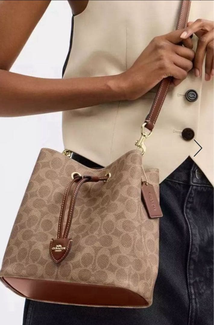 【COACH】 ローアン バケット バッグ・シグネチャー キャンバス