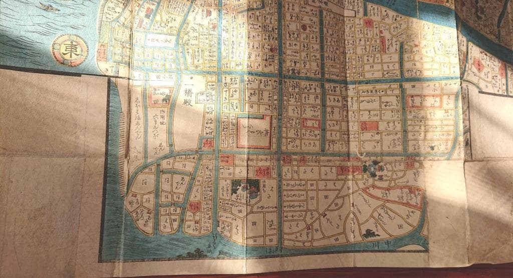 16　天保改正御江戸大絵図　弘化2年改正　高井蘭山　岡田屋嘉七　木版色摺