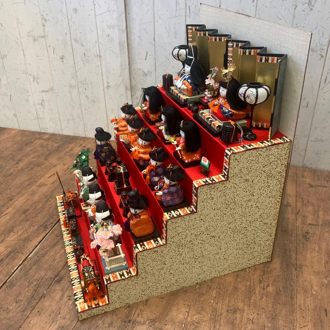 昭和レトロ 民芸品 6段 ミニ雛人形セット 固定式 ひな祭り インテリアオブジェ