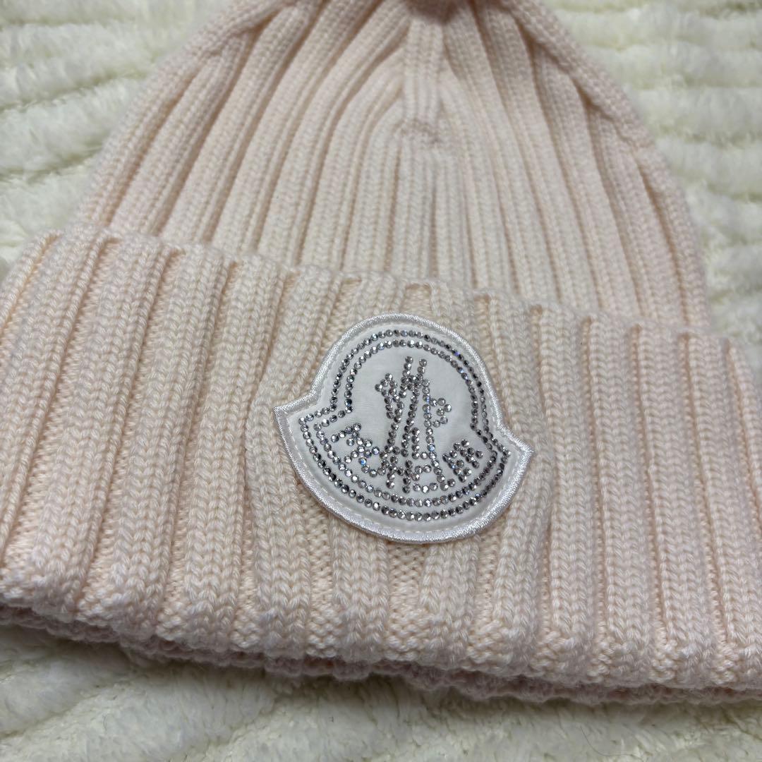 モンクレ　ニット帽　ビーニー　アイボリー　キラキラ