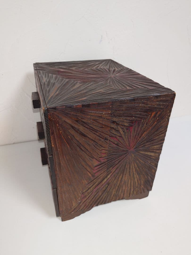 木製 3段 小物入れ 三段引出し 昭和レトロ 民芸 アンティーク 民藝 工芸