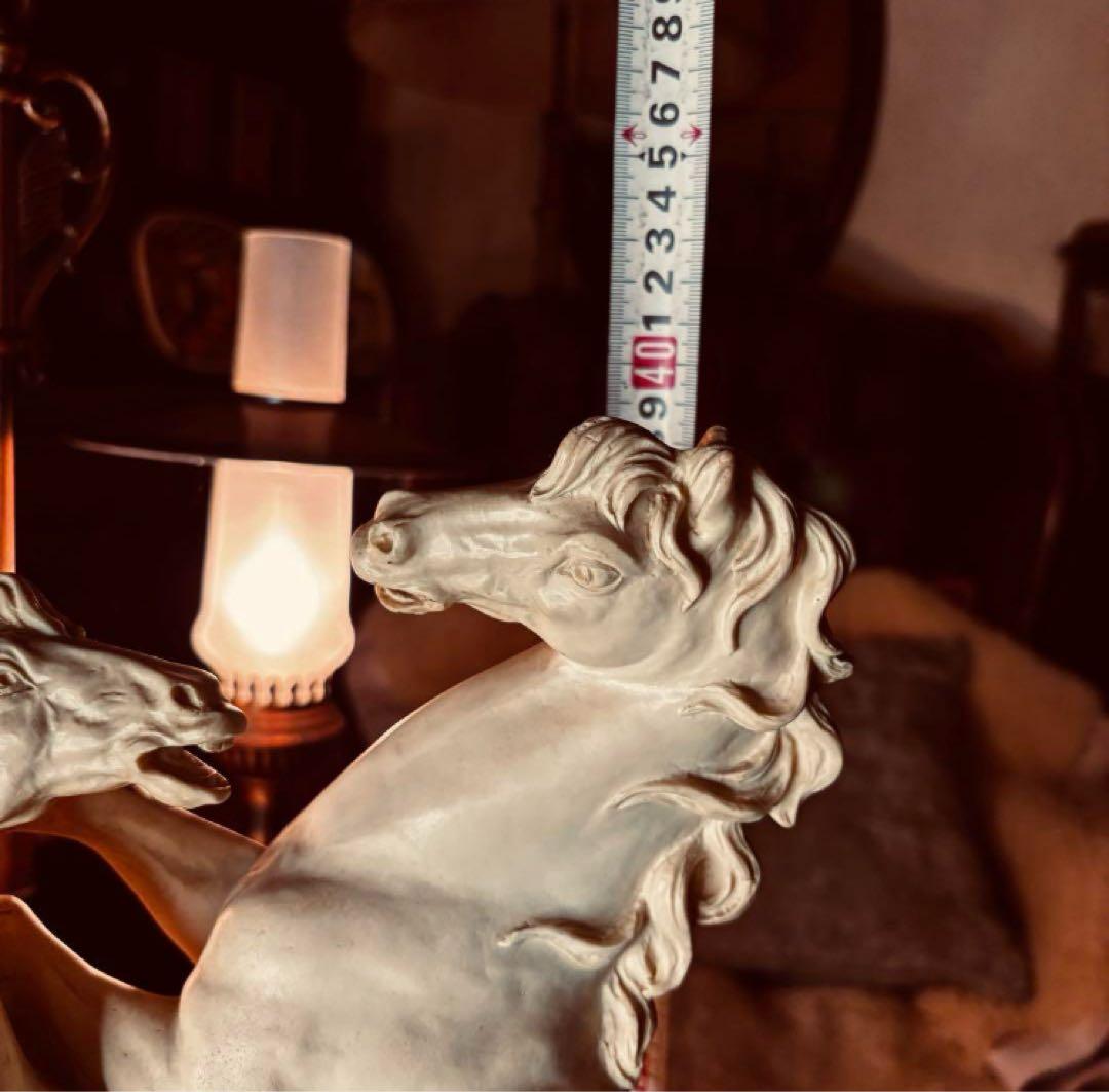 湯布院アンティーク イタリア ビンテージ サンティーニ 2頭馬 大置物 石膏調