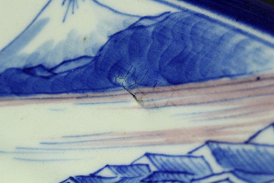 染付 明治 大正時代 大皿 文明開化 風景画 希少(K-YC476)
