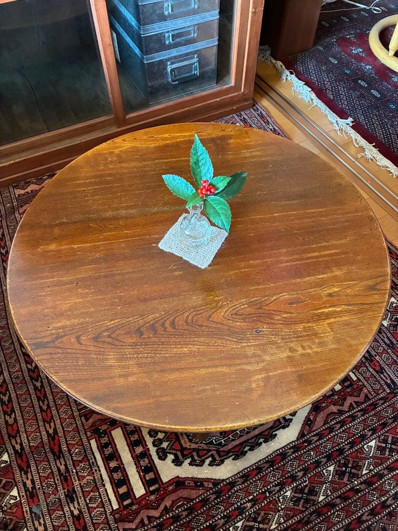 大きめサイズ 丸ちゃぶ台 折り畳み 古道具 古家具 昭和 アンティーク