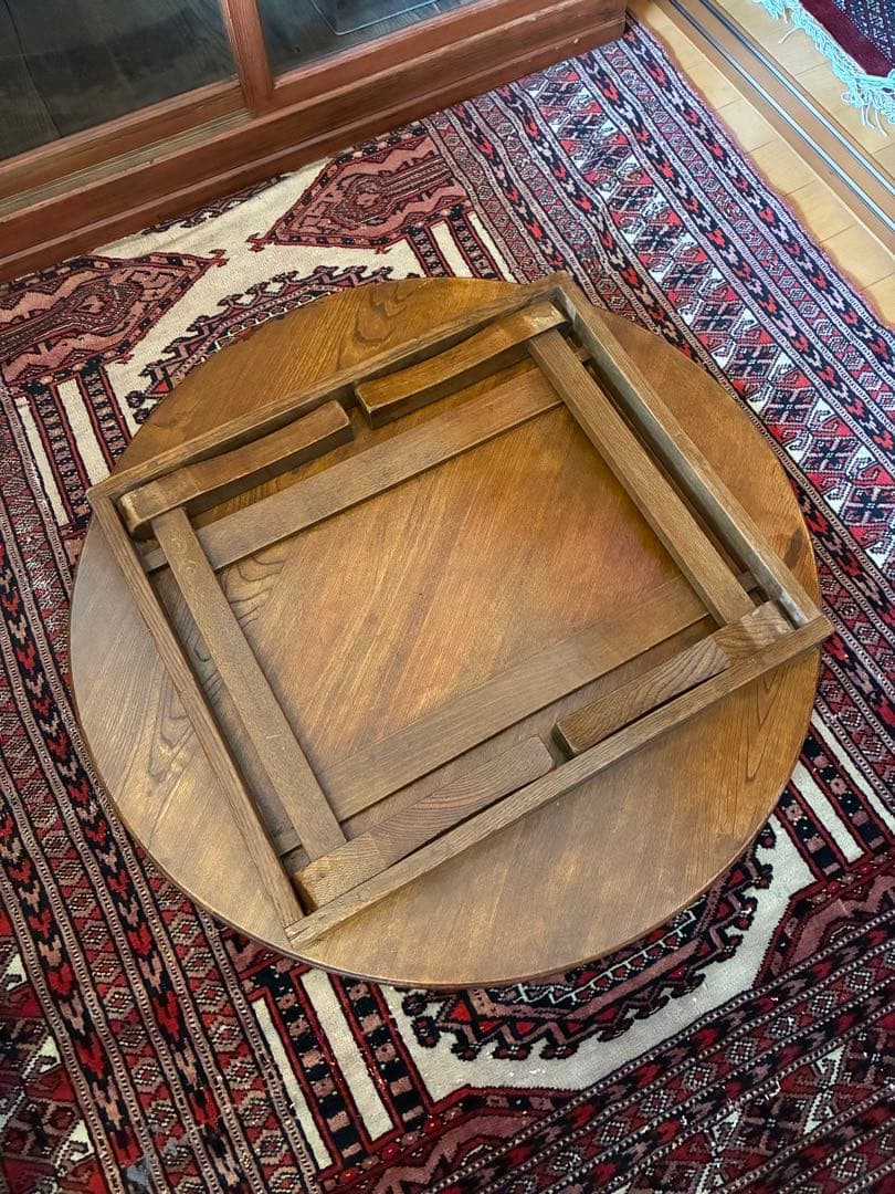 大きめサイズ 丸ちゃぶ台 折り畳み 古道具 古家具 昭和 アンティーク