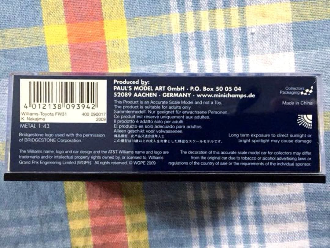 ミニチャンプス 1/43 ウィリアムズ・トヨタ FW31 中嶋一貴