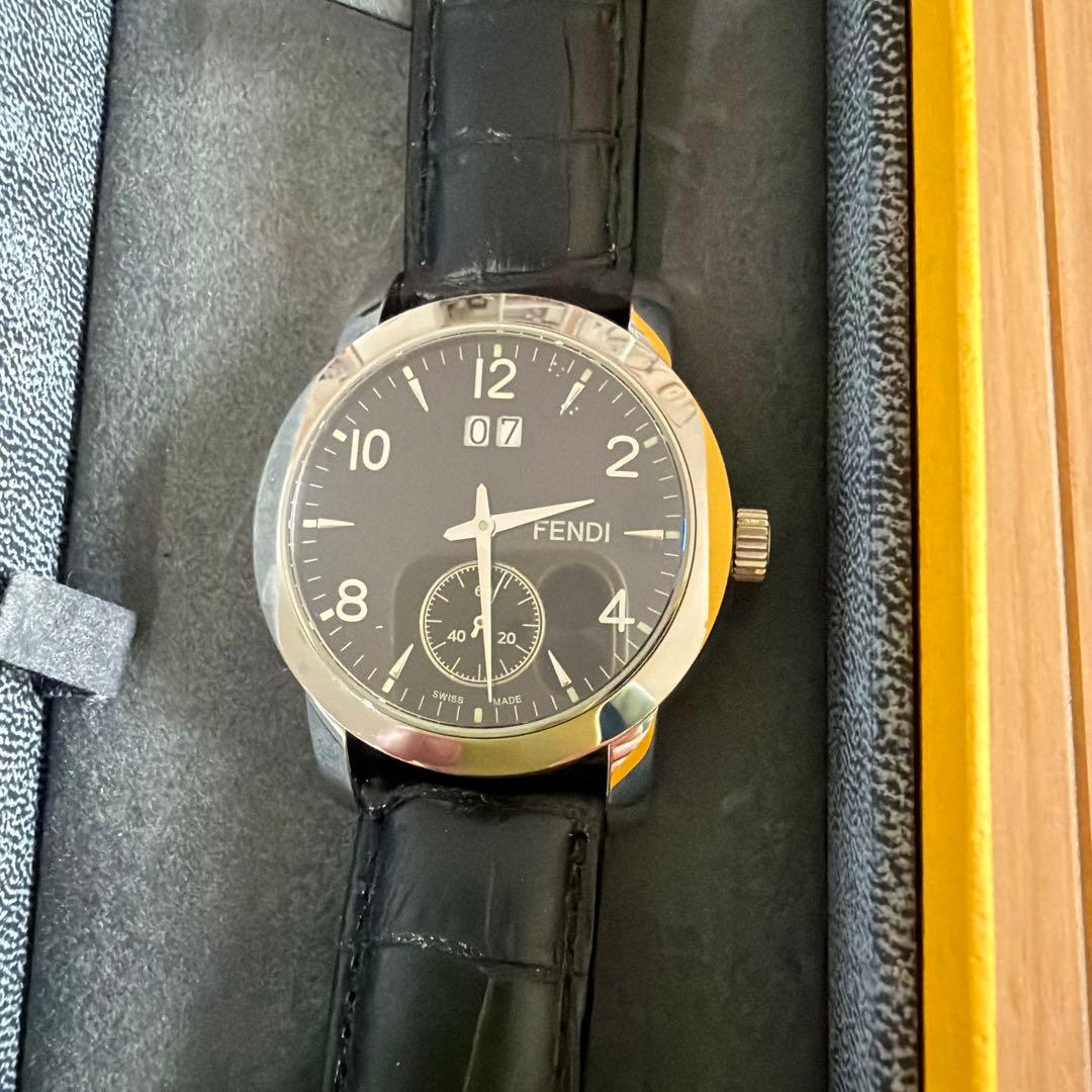 FENDI ブラックレザー 腕時計 クォーツ