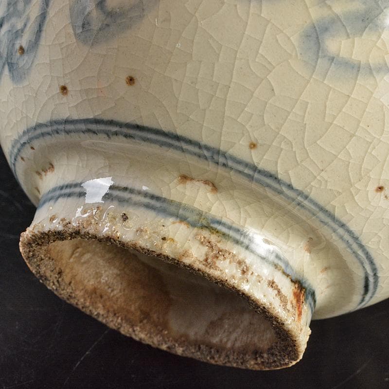 九谷焼　古九谷　染付　神獣文　鉢　時代箱付　V　R7217