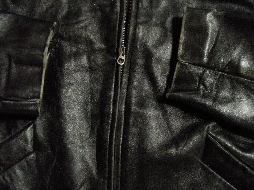 40s 50s WICO ZIP コの字 unknown レザー ジャケット 黒