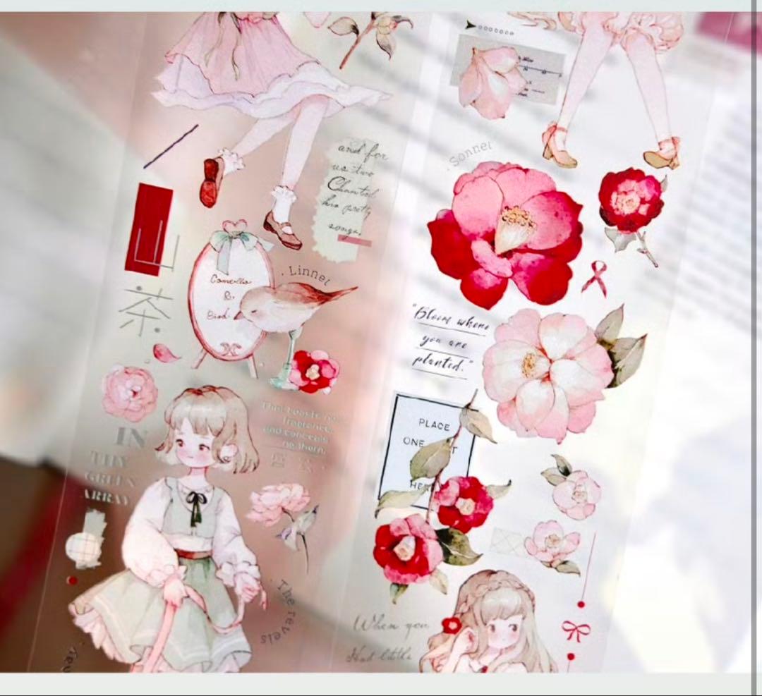 海外　マスキングテープ　雀斑茶 新作4点+おまけ4点⚠️亮面pet（48.210）