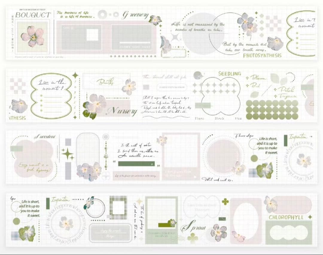 海外　マスキングテープ　雀斑茶 新作4点+おまけ4点⚠️亮面pet（48.210）
