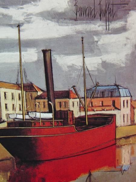 ベルナール・ビュッフェ、港、超希少額装用画版、新品額装付