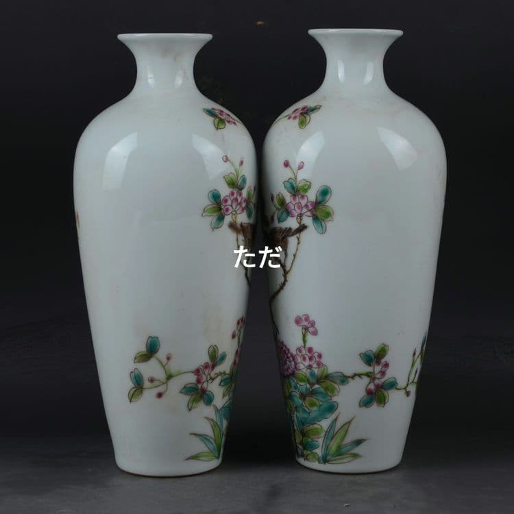 パステル花鳥花瓶 賞瓶 景徳鎮 陶磁器 装飾品 現代工芸品 美術品 置物