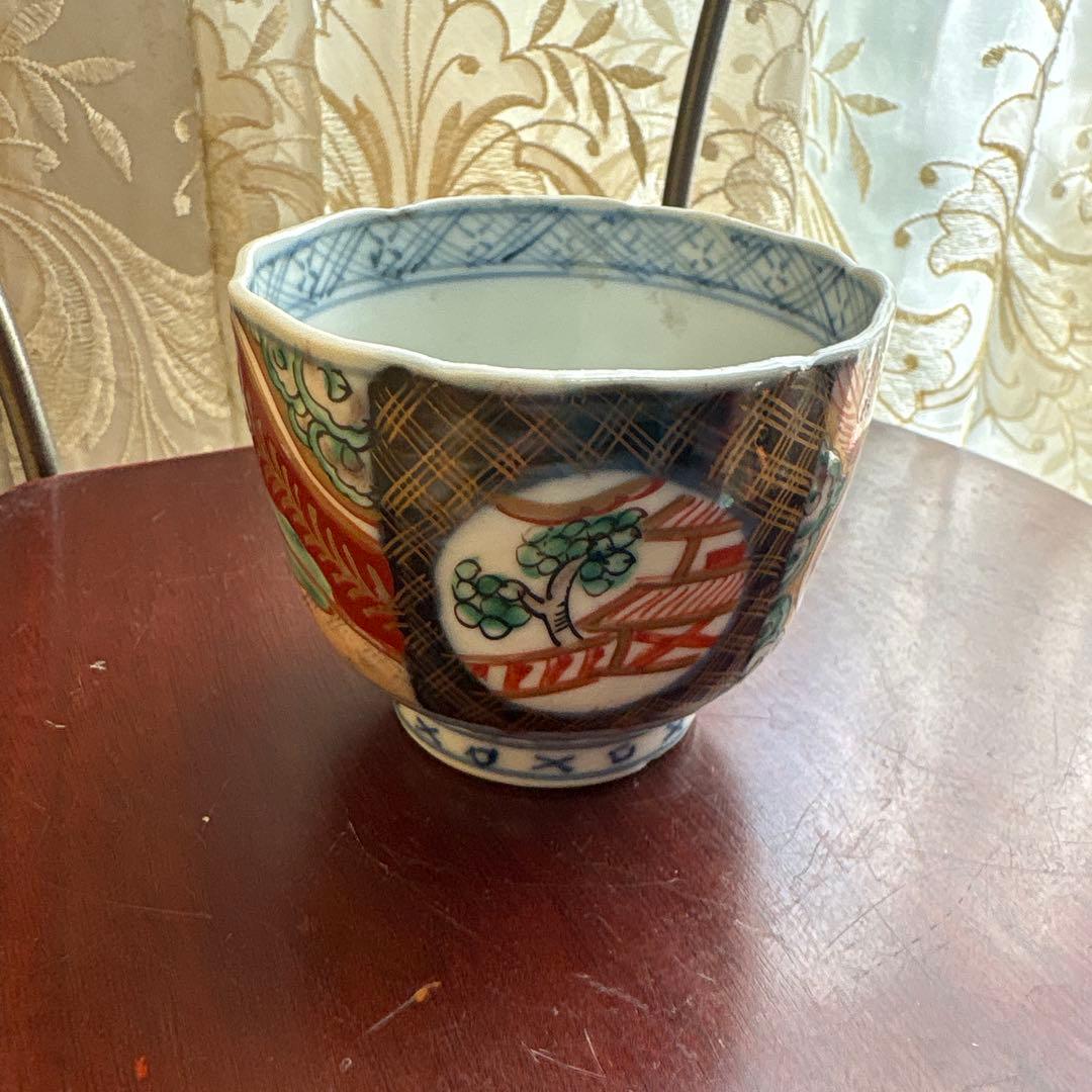 期間限定最終処分特価逸品古伊万里色絵蕎麦猪口　完品五客セット大きめ　素敵な雰囲気