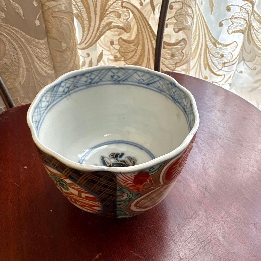 期間限定最終処分特価逸品古伊万里色絵蕎麦猪口　完品五客セット大きめ　素敵な雰囲気