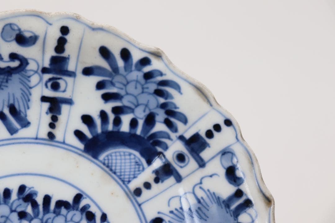 中国　明時代　染付花卉昆虫紋皿3点　送料込み0201