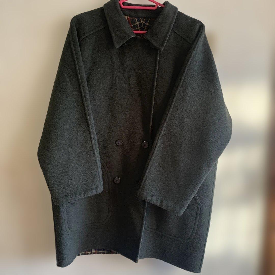 ★DAKS 一枚仕立てリバーシブルモスグリーンコート　L〜LLサイズ