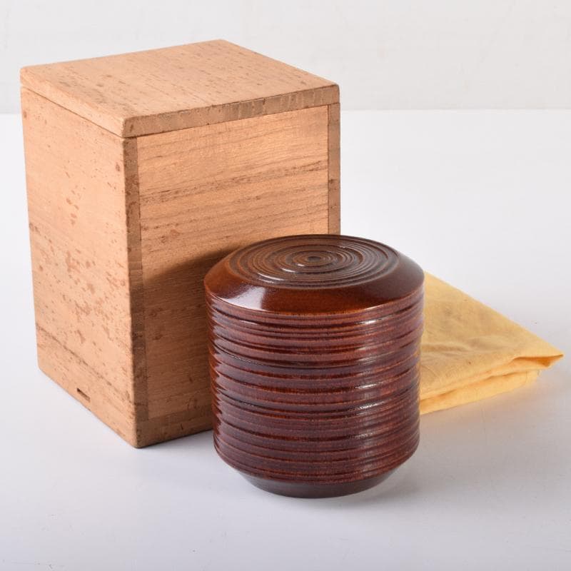 茶道具　漆塗　千筋　棗　時代箱付　V　7109