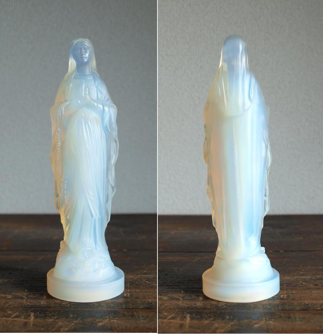 美しいオパールガラス ルルドの聖母像 フレンチ・アール・デコ 工藝/K073