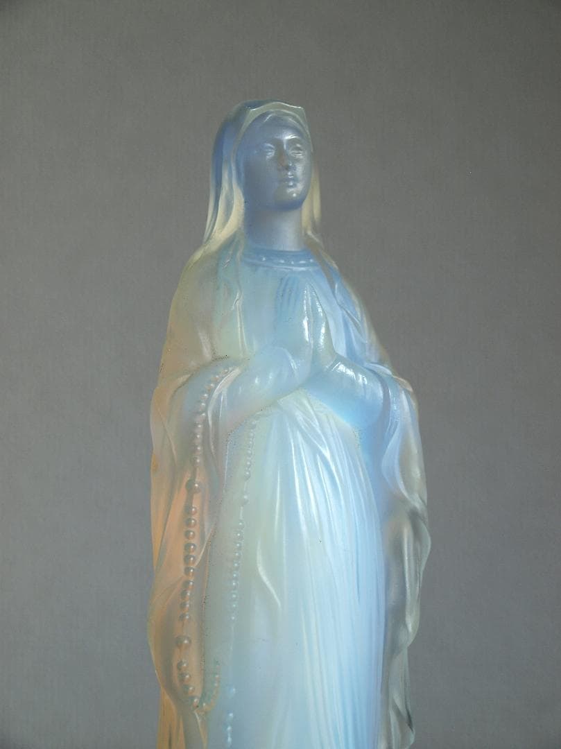 美しいオパールガラス ルルドの聖母像 フレンチ・アール・デコ 工藝/K073