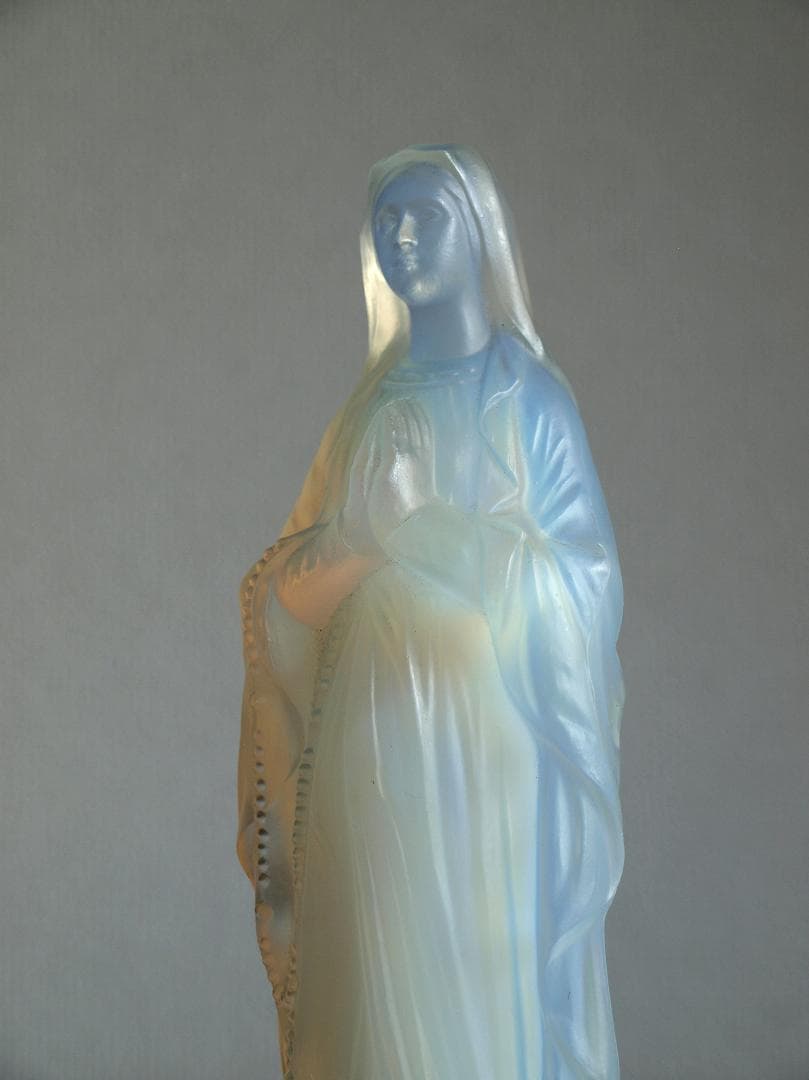 美しいオパールガラス ルルドの聖母像 フレンチ・アール・デコ 工藝/K073