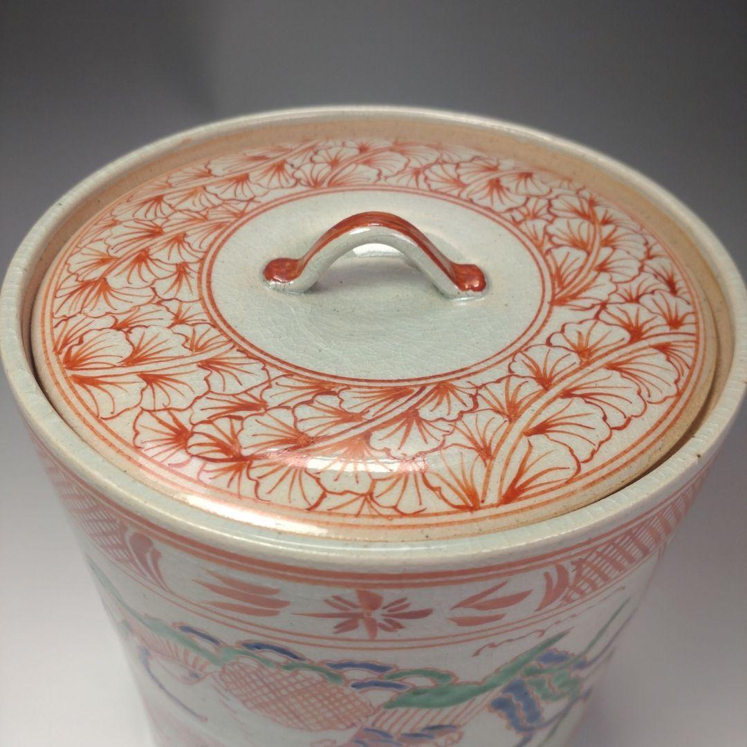 イ35 水指『八幡窯　赤絵水指』『共箱』茶道具