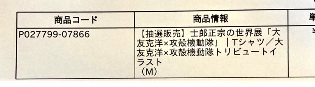 【新品未開封】士郎正宗の世界展 大友克洋×攻殻機動隊 Tシャツ / Mサイズ